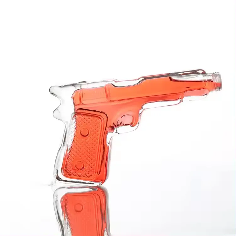 Empty clear Gun shape 500ml 700ml 750ml glass liquor bottle whiskey vodka gin spirit alcohol glass bottle Whisky Decanter