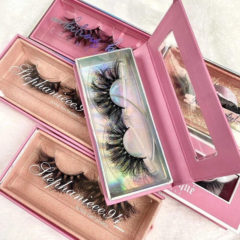 
 wholsale 25 mm 3d faux false mink magnetic luxury private logo eyelashes boxes packaging manufacturer  
