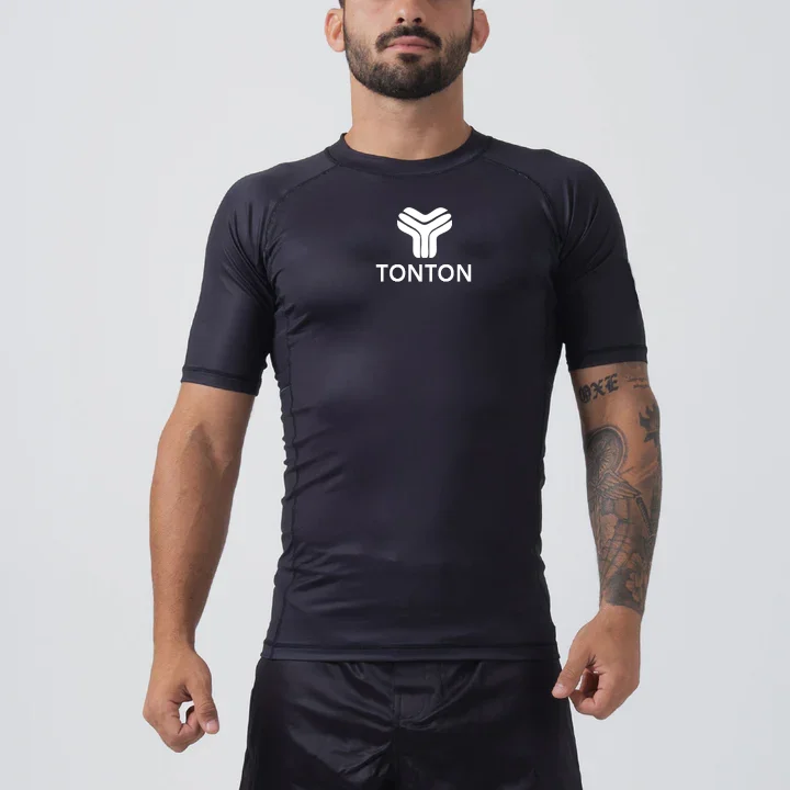 Tonton Fight No Gi Mma Perform Compress T-Shirt Man Bjj Gi Jiu Jitsu Custom Short Sleeve Rashguard Wholesale Men Rash Guard