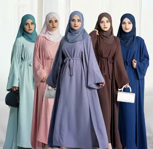 Factory Supply new design 11 colors fashion clothes for woman in dubai 2023 for muslim women dubai 2 piece abaya set