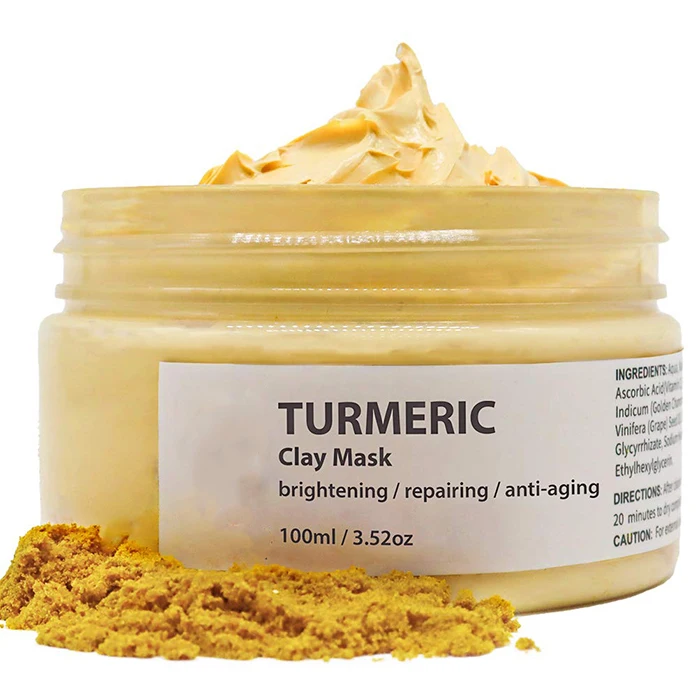 OEM частная этикетка против акне осветляющая кожу Органическая натуральная куркума бентонитовая глина для лица грязевая маска для лица