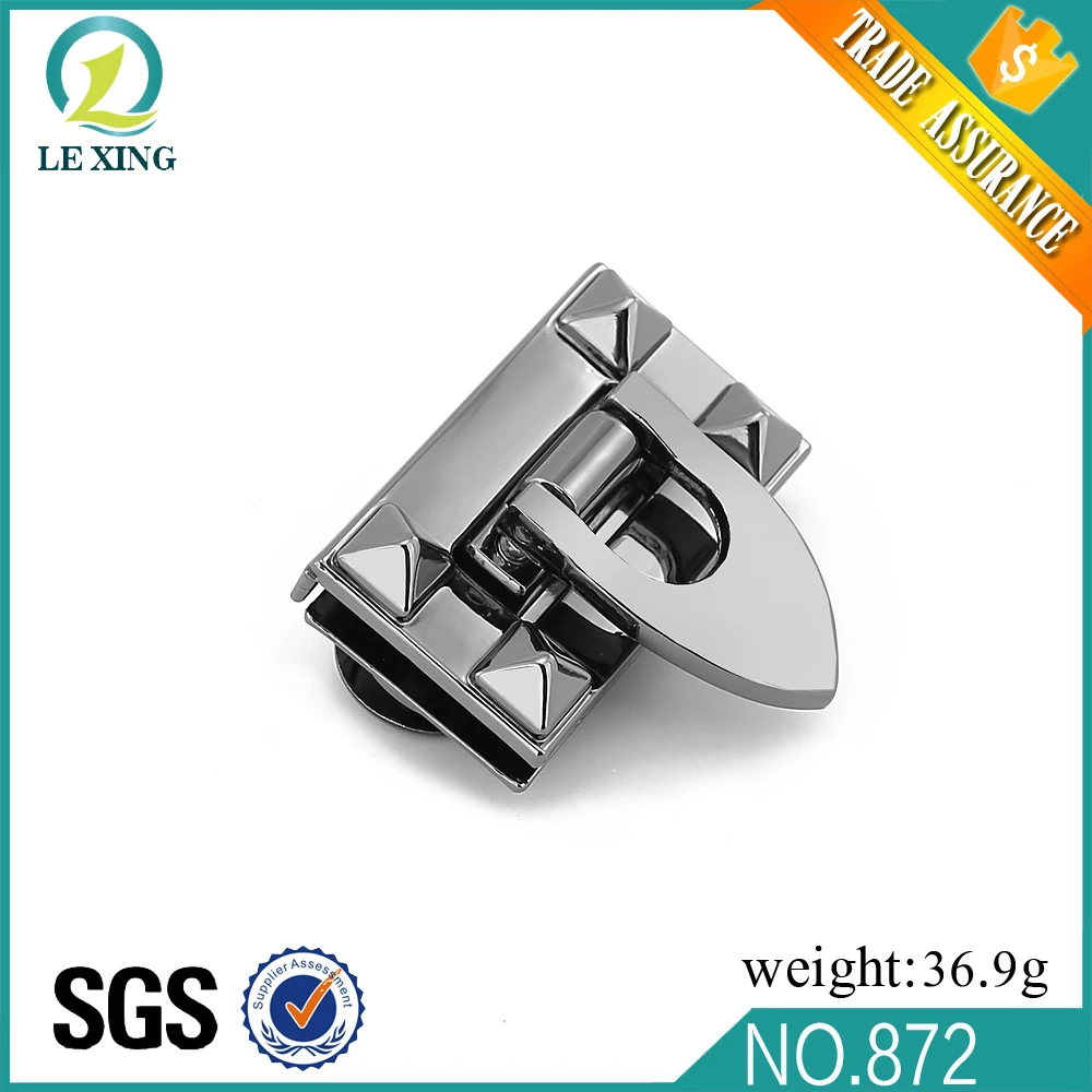 Wholesale bag hardware custom metal handbag lock high quality for bag clip lock metal plates for handbags