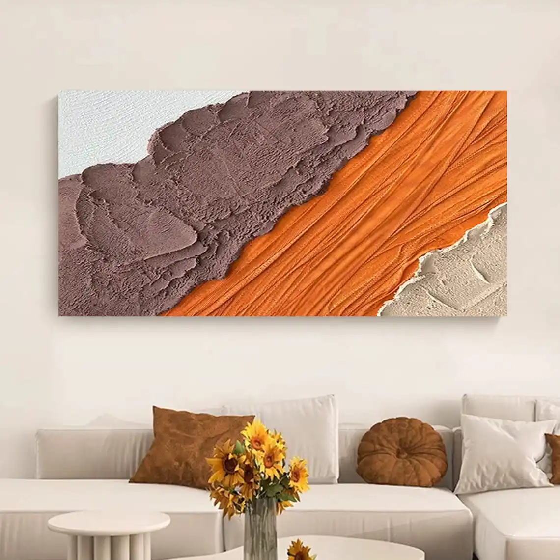 SQ100% hand painted Large Abstract Blue Flower Oil Painting Thick Textured Subdued Color Tones beautiful painting for Home Decor