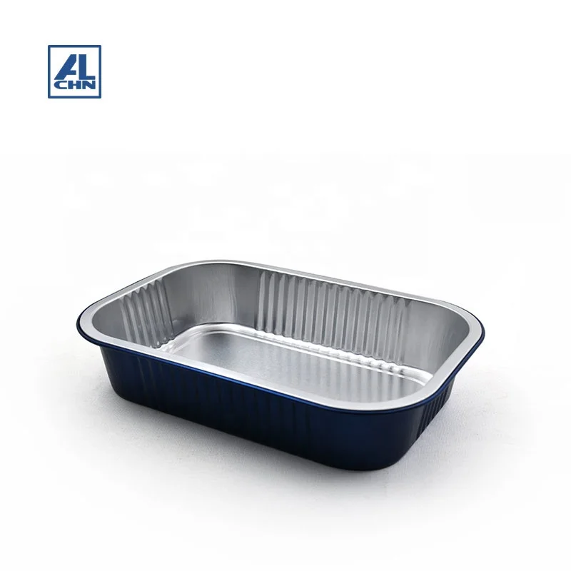 Кастрюли из алюминиевой продолговатой фольги синего цвета, 1000 мл/35,2 унций | Набор одноразовых контейнеров для сковородок и досок с крышками | Кастрюли для парового стола | Емкость