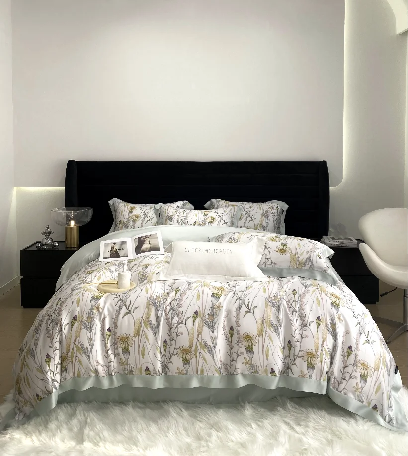 Oeko-tex 100% tencel Bedding of Lyocell bedsheet Set Customized Comforter Bed Sheet Set Luxury Bedding Set