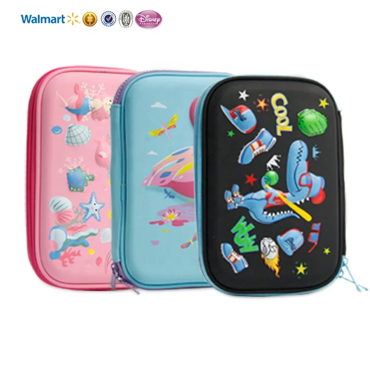 Roll up 3d застежка-молния кожаный цветный eva школьные изготовленный на заказ логотип принт в виде единорога из мультфильма, пенал для ручек сумка для детей