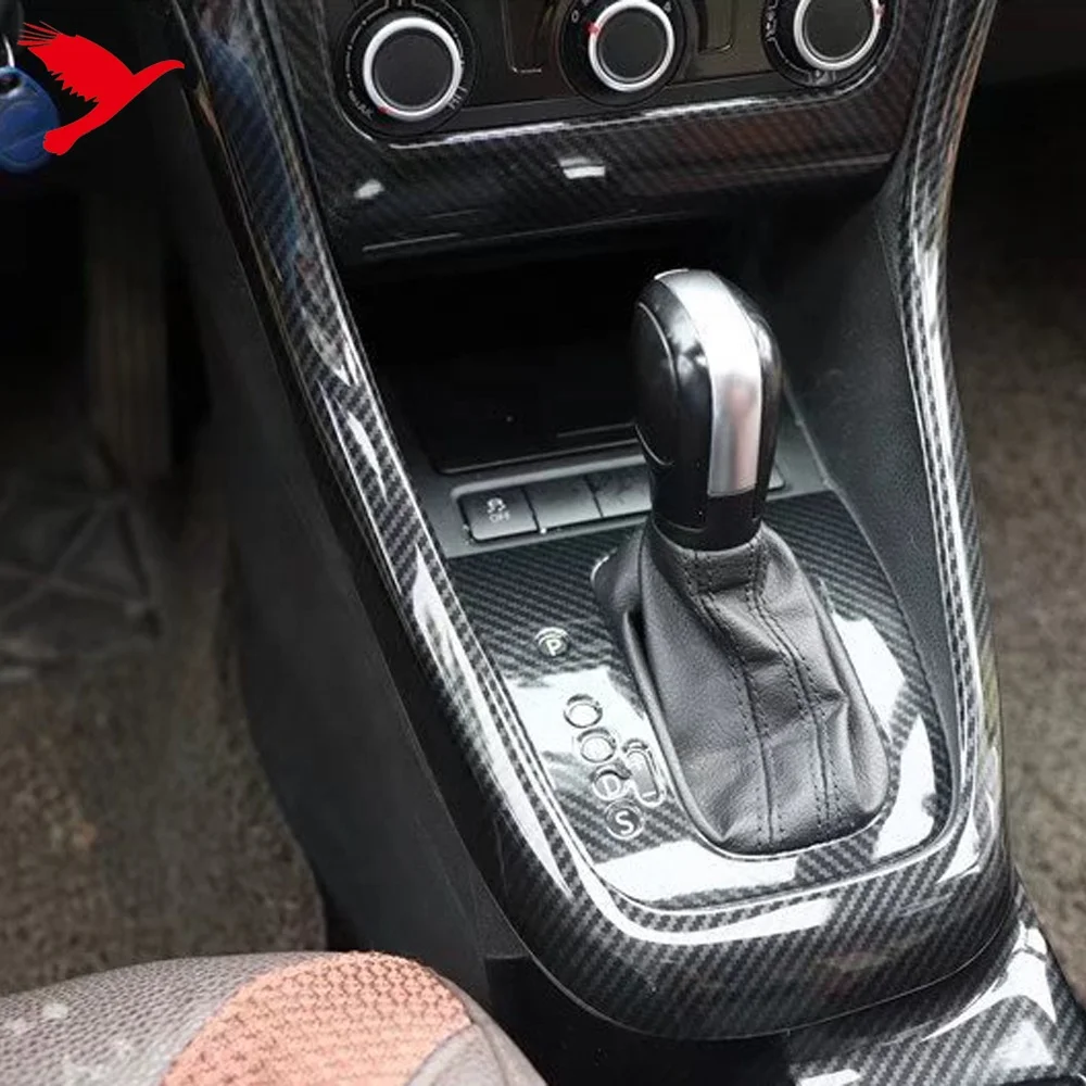 Для VW Golf 6 MK6 2008-2012 автомобильные аксессуары интерьера консоли переключения передач рамка Крышка отделкой ABS углеродного волокна зерна 1 шт.