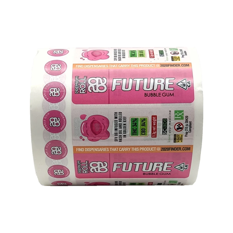 Waterproof Adhesive Cut Logo Private Vinyl Food Sticker Label For Bubble Chewing Gum