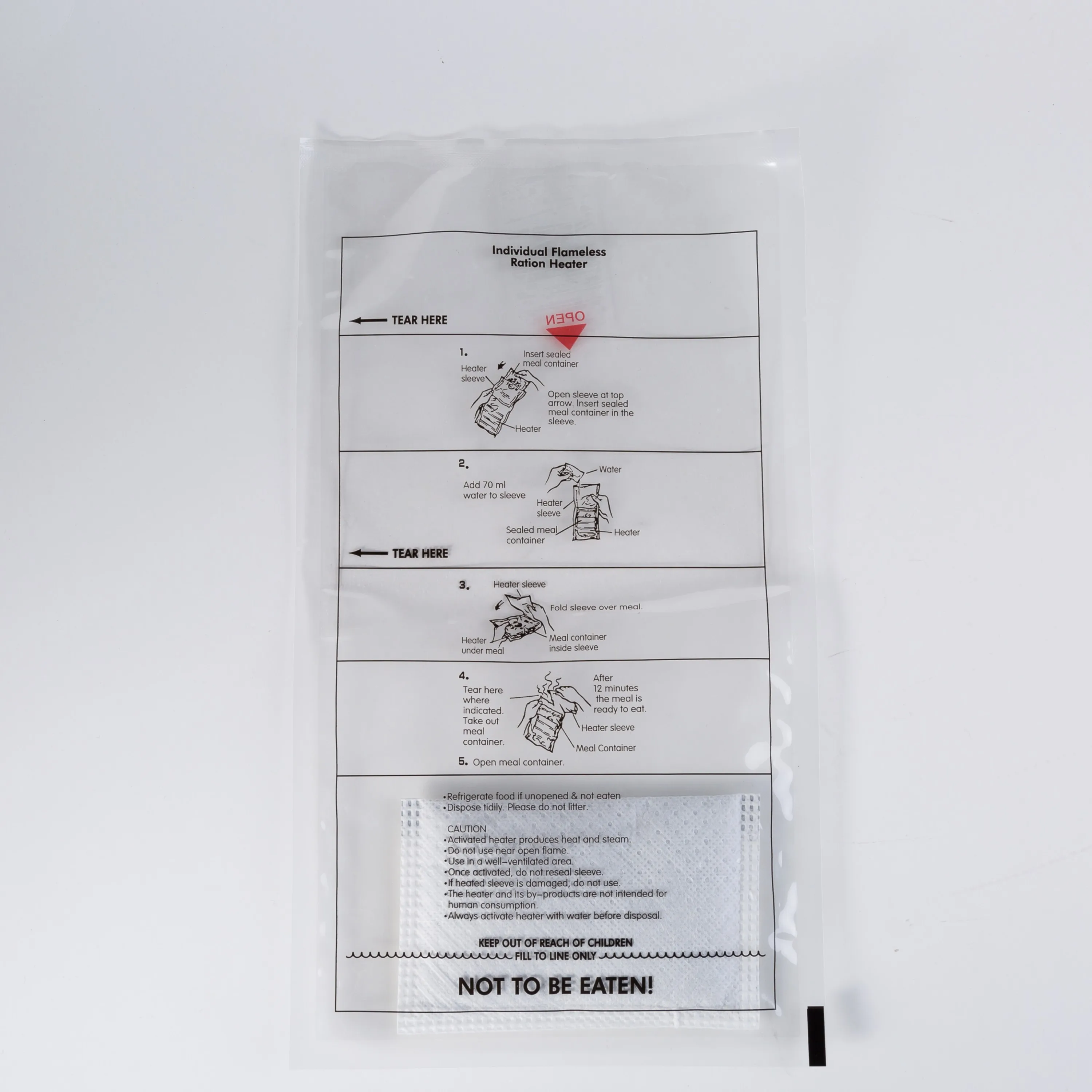 flameless food heater water activation 50 grams food heat pack for MRE meals outdoor food cooking