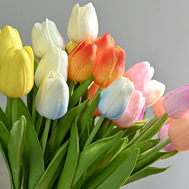 Yopin-2433 Wholesale Artificial Floral Tulips Home Decor Single Stem Pu Tulip Bulbs