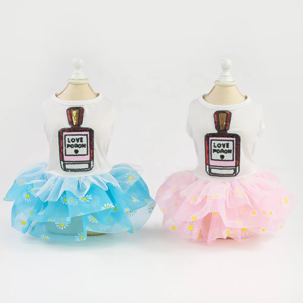 Fancy Luxury Cute Wholesale Fashions Summer Girls Dress Matching Apparel Pet Dog Clothes From China