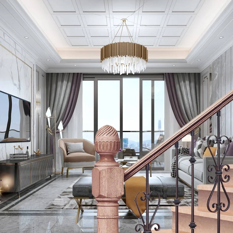 Favourable price popular iron grill design for balcony laser cut staircase handrail wrought iron fence railing