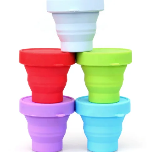BPA FREE Disposable Silicone Collapsible Travel Cup Portable Folding Camping Cup with Lids