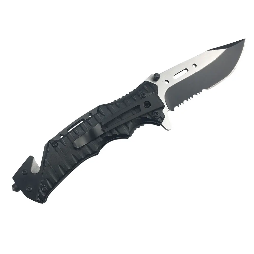 Outdoors Multifunction Folding Blade Knifes With window breaker and lighter Tactical Pocket Folding Knife