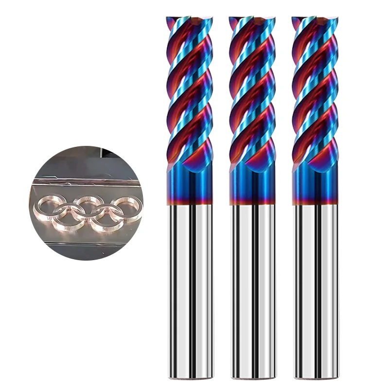 Hot Sale 4 Flutes Solid Tungsten Carbide end mill HRC 55/60/65/70 CNC End Milling Cutter Square Face Fresas End Mills For Metal