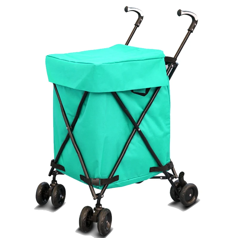 China Big Factory Good Price Three Wheel Outdoor Folding Wagon Supermarket Shopping Trolley Cart
