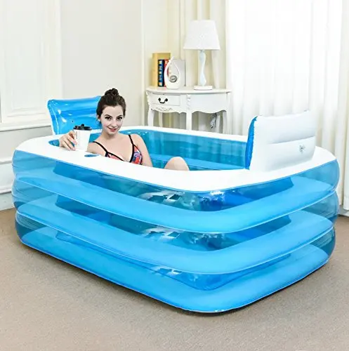 Inflatable Adult Bathroom Spa Blow Up Air Bath Tub w/Cushion  Free-Standing  Bathtub  Foldable Portable