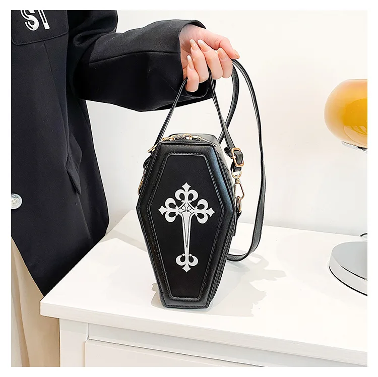 New European and American fashion retro dark personality cross coffin female tide pu messenger bag shoulder bag female