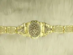 SunspicemsGold Color Crystal Wedding Jewelry Algeria Morocco Belt For Women Arab Robe Caftan Belt Metal Flower Chain Adjustable