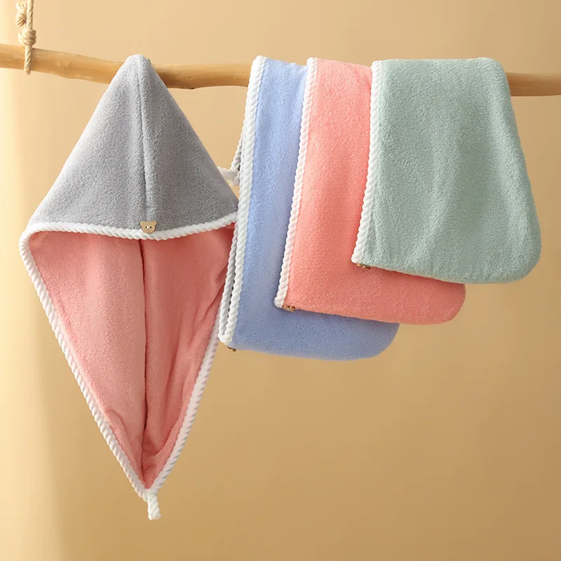 Thickened double layer dry hair cap coral velvet headscarf shampoo wipe head super absorbent quick drying towel shower cap