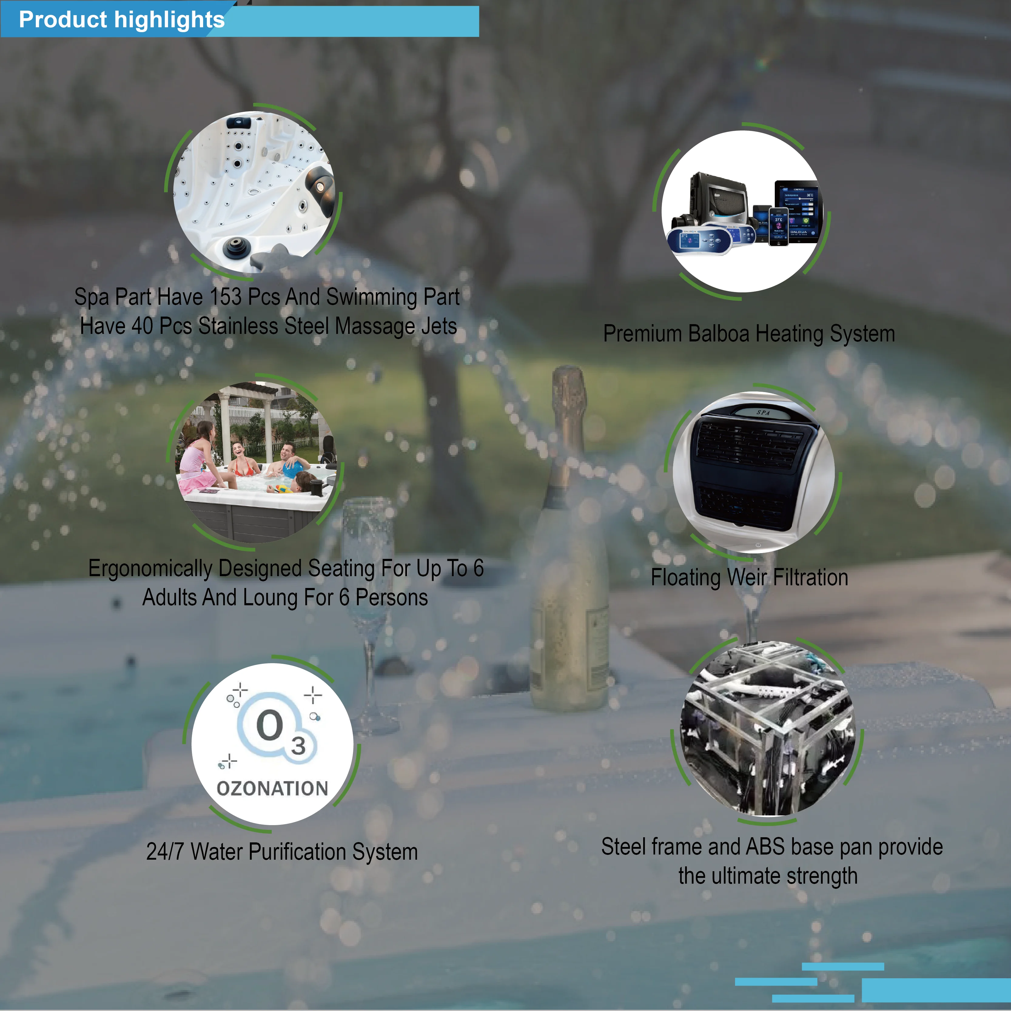 Sunrans Wholesale Acrylic Hottub Outdoor For Backyard Hydrotherapy Exercise Swim Spa Pool Hydro Massage Swimming Pool Spa