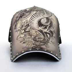 New Fashion Snap Buckle Baseball Cap Custom Logo Dragon Illustration Printing Trucker Hat Cotton Dad Hat