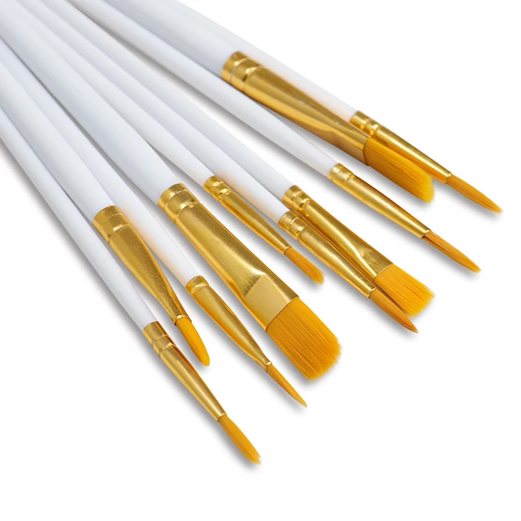 Dongjin 10pcs/pack Paint Brushes Set for Acrylic Oil Watercolor Artist Professional Painting Kits