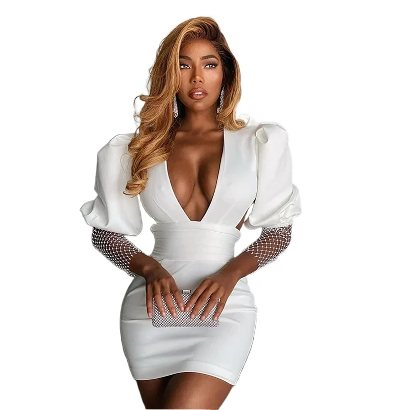 2021 сезон: весна-лето новый стиль для женщин с вышивкой платья сексуальное открытой спиной детское платье блестками v-образным вырезом шеи из сетчатого материала со стразами мешковатой юбкой