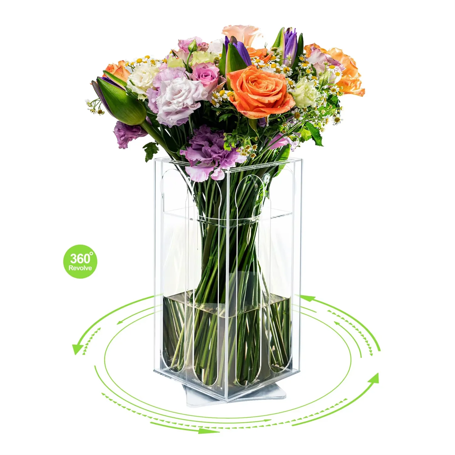 JUMEIJIA Christmas Decorative Flower Vase Rotatable Decor Acrylic Vase for Home Wedding Dining Bedroom