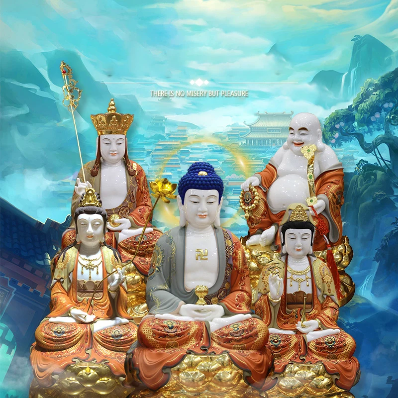 White marble Guanyin Bodhisattva ornaments to send the child Guanyin statue Suowa Sansheng Western