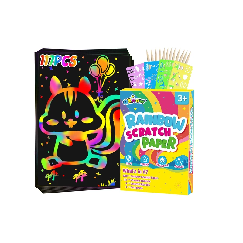 Wholesale Scratching Paper Scratch off Paper Art Cards Stencils Scratch Paper Art Notes For Kids