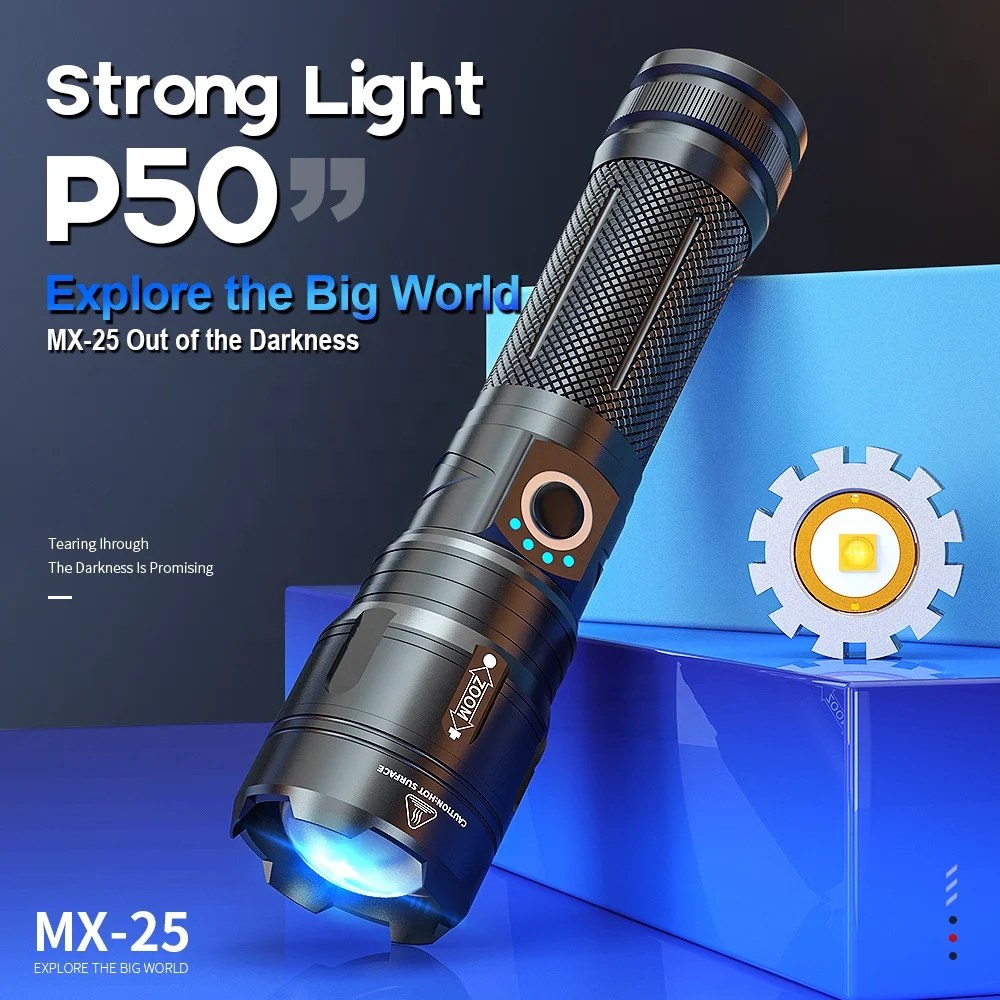 800 Lumen P50 High Power Flash Light Waterproof Five Gears Superior Strong Light Aluminum Spotlight Flashlight