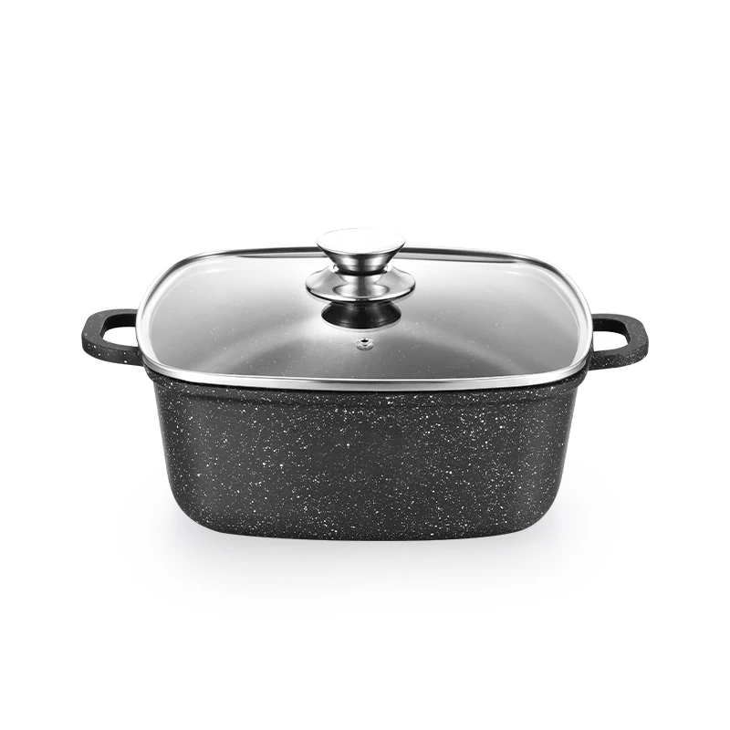 Non Stick Marble Coating Casseroles Aluminium 20/22/24/26/28 CM Casserole Pan Die Cast Aluminum Cookware Casserole