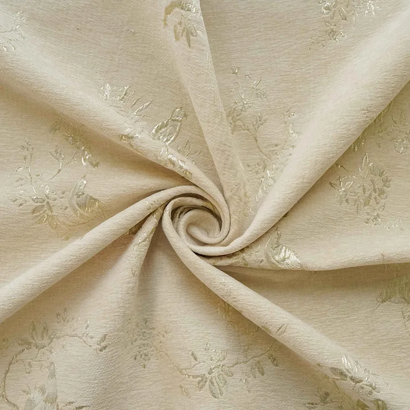 Chinese style silk embossed flower and bird cheongsam vest jacquard fabric for luxury clothing