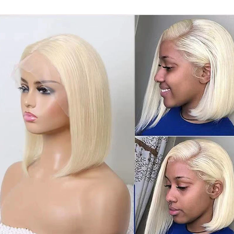 human hair pre plucked 613 blonde color short bob wig 150% density full and thick fit for your skin