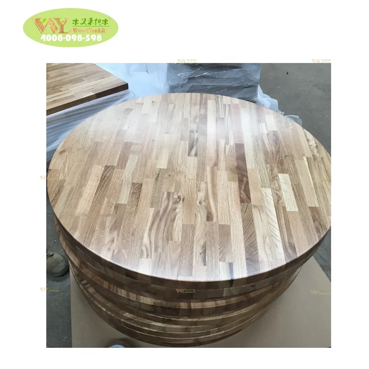 Factory price finger joint oak wood coffee table for restaurant  / Quality solid oak wood round / square coffee table