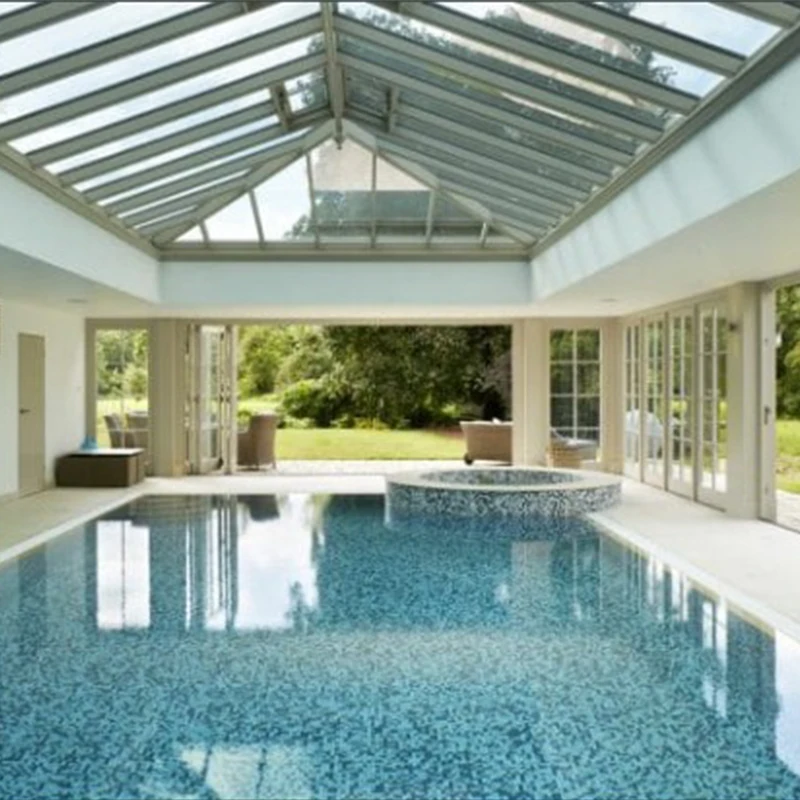 Tempered aluminium glass house for swimming pool glass house