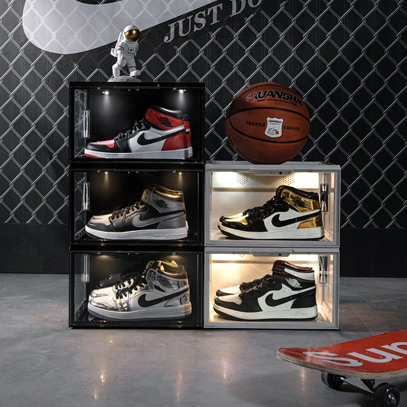 Led Light Acrylic Transparent Magnetic Giant Shoe Storage Box