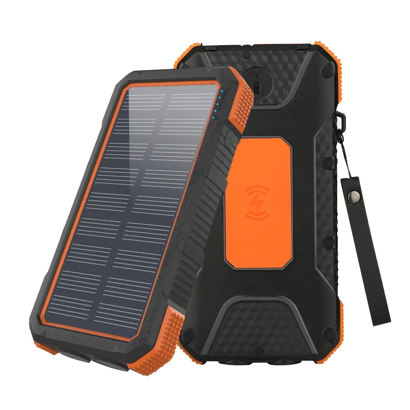 QC3.0 Quick Charge Solar power bank 20000mah with 10W wireless charging and double SOS flashlights