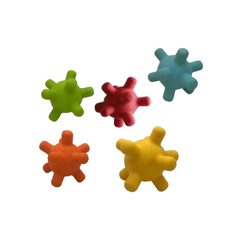 Natural organic color non-toxic safe rubber baby molar teether ball toy set