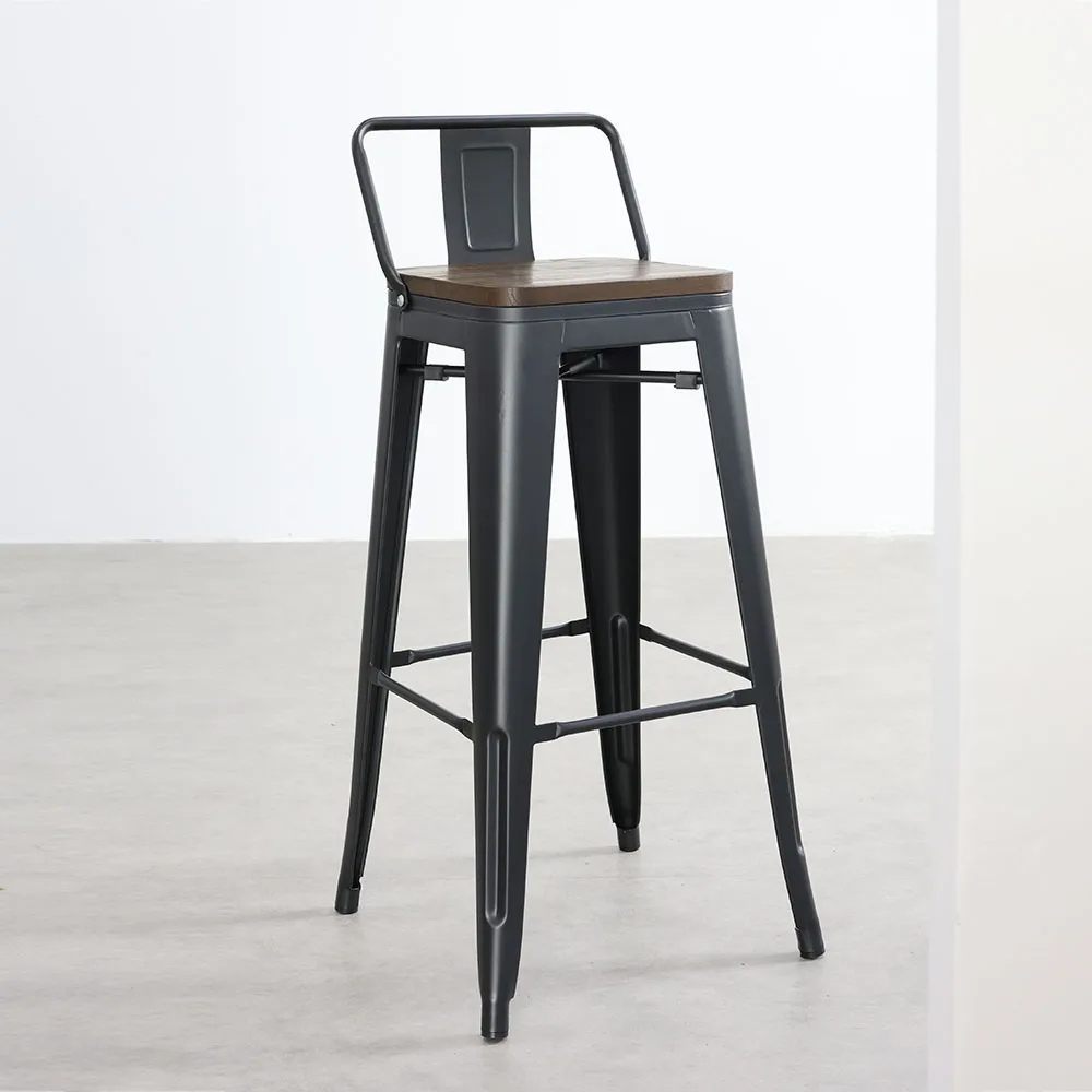 Wholesale armrest vintage iron kitchen bar stool high bar chair for counter