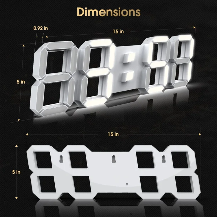 Amazon Electronic Hot Sale   3d Led Wall  Digital Clock Plastic with 3 Brightness  Adjustable