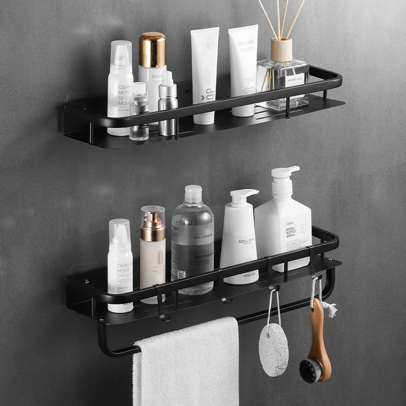 No Drilling Bathroom Storage Holder Space aluminum Triangle Design Wall Mounted Wall Shelf Dual Bathroom Corner Shelf
