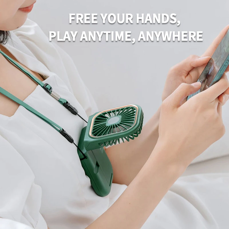 Wholesale 3 Gears Adjustable Mini Fan Portable Rechargeable Hanging Neck Small Fan 3000 mah Power Bank Personal Hand Fans