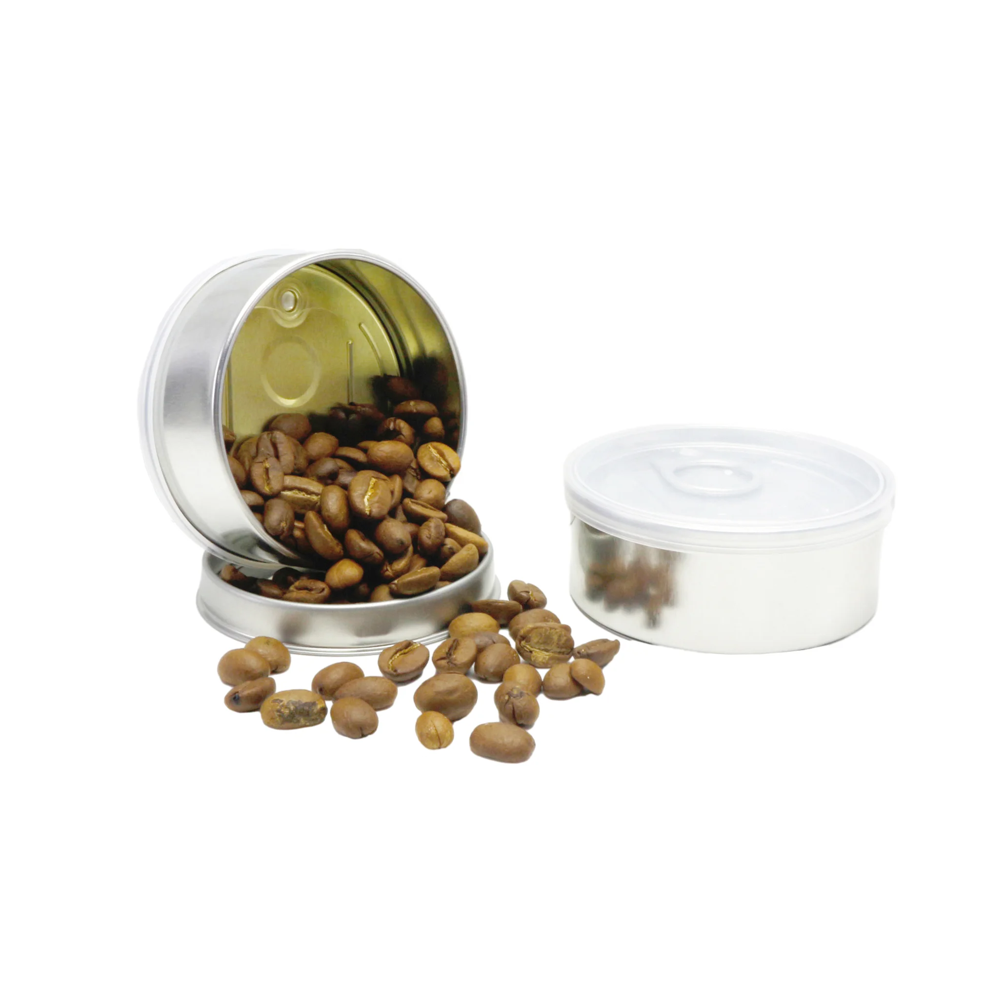 Pressure metal tin can 66*27mm and 73*23mm self sealed tin cans for food packaging