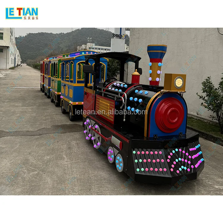 Theme park attraction electric passenger tourist train outdoor amusement equipment trackless train rides for kids