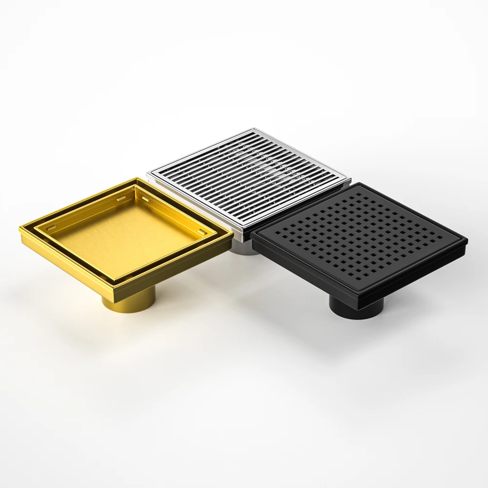 American Style cUPC Certified Matte Black Bathroom or Kitchen Square Shower Floor Drain with ABS Bonding Flange