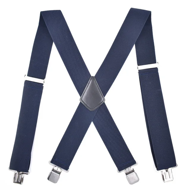 Fashion 5CM Width Adult Suspender, Multi-color 4 Clips Elastic Band Suspenders