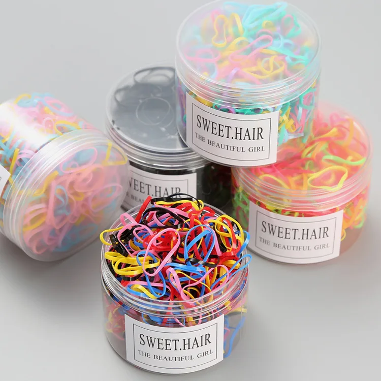 GIRLIZE 500 Pcs Kids One Time Colorful Elastic Hair Rubber Bands Hair Ties TPU Silicone Thicken Rubber Bands With Box