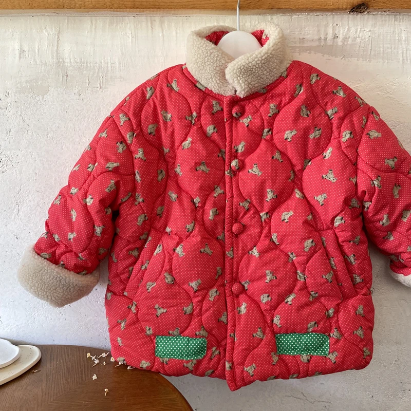 2021 New fashion Girl Cotton Jacket Thick Warm Kids christmas red outwear Winter Clothes Children Jacket for kids Boys Coat